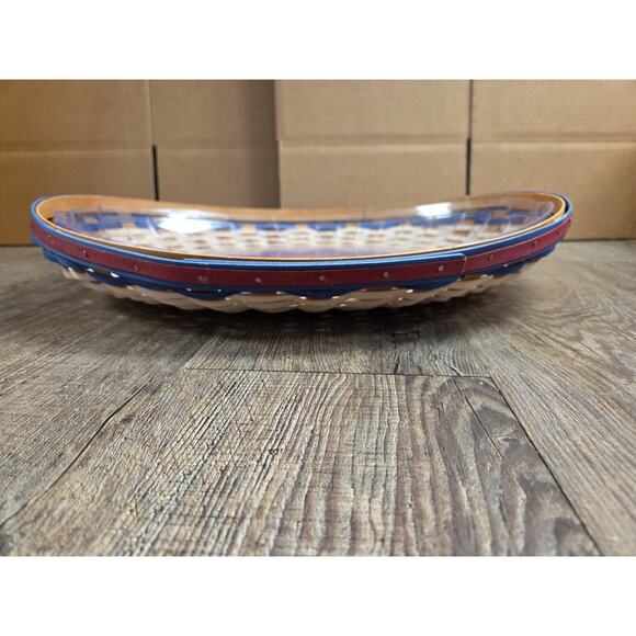 Longaberger Red White Navy Flat Swoop Basket Platter Protector 17" x 13" 2009 - Picture 1 of 5